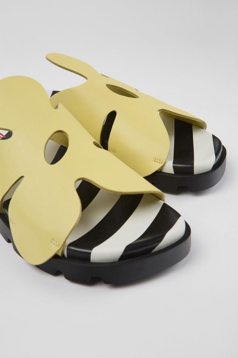 Sandalias Camper Twins Cuero Hombre Amarillo | RKWPQ-6327