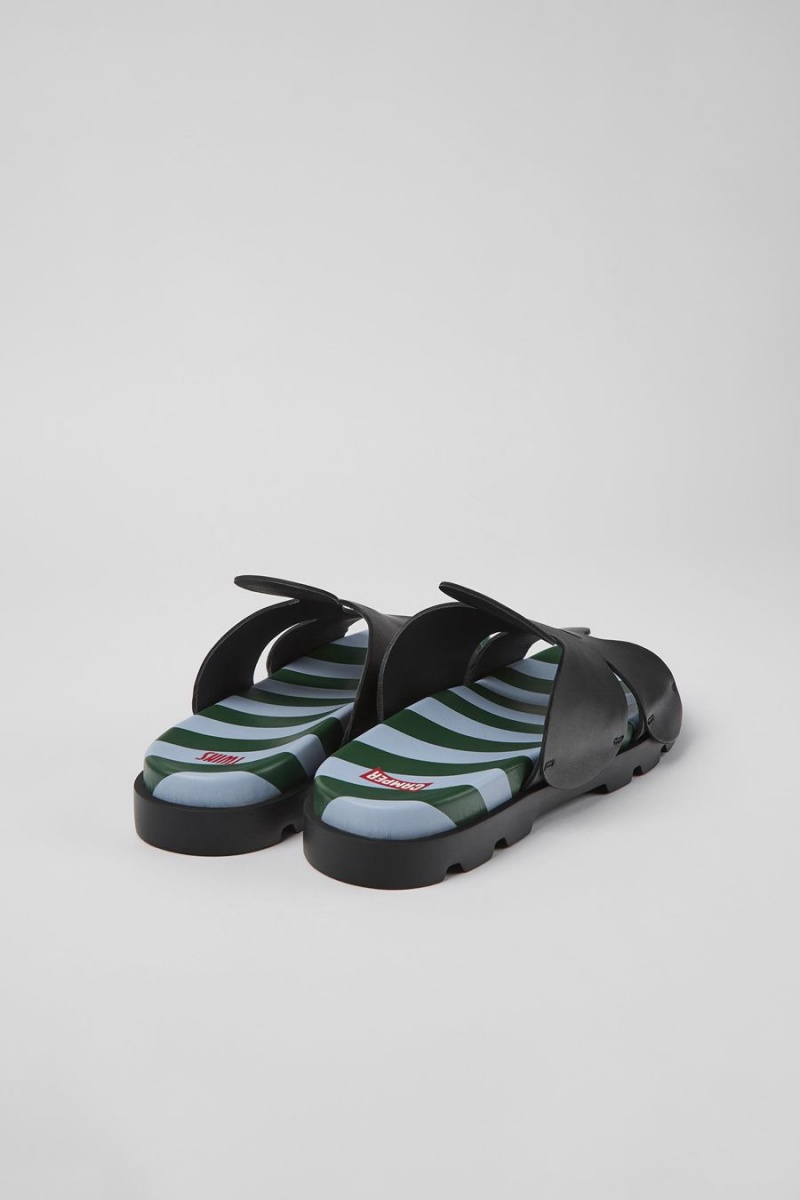 Sandalias Camper Twins Cuero Hombre Negras | YVBAJ-4072