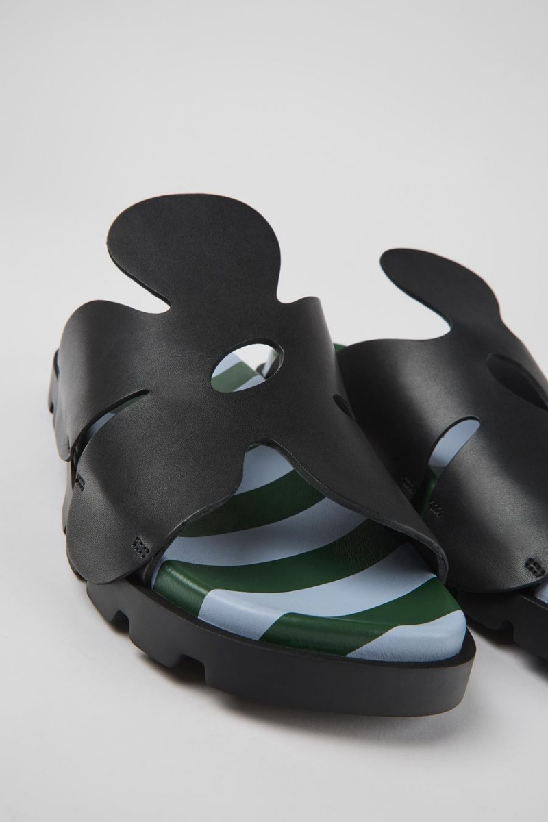 Sandalias Camper Twins Cuero Hombre Negras | YVBAJ-4072