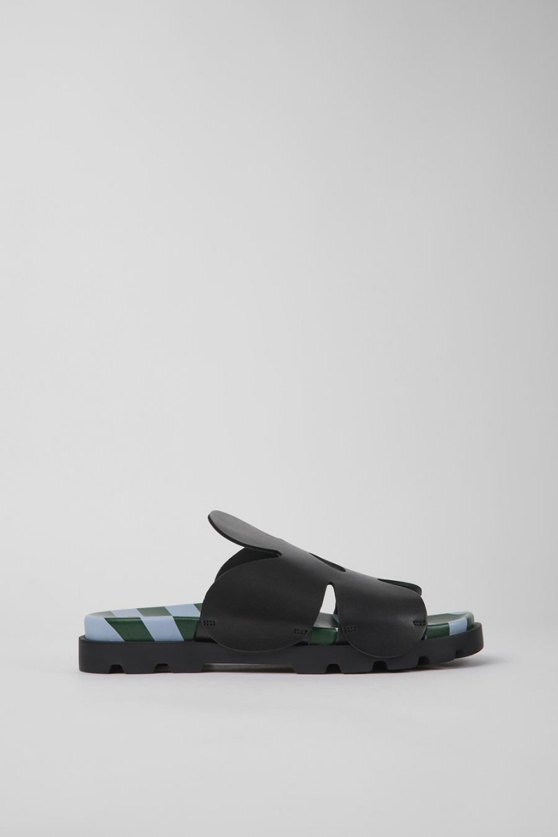 Sandalias Camper Twins Cuero Hombre Negras | YVBAJ-4072