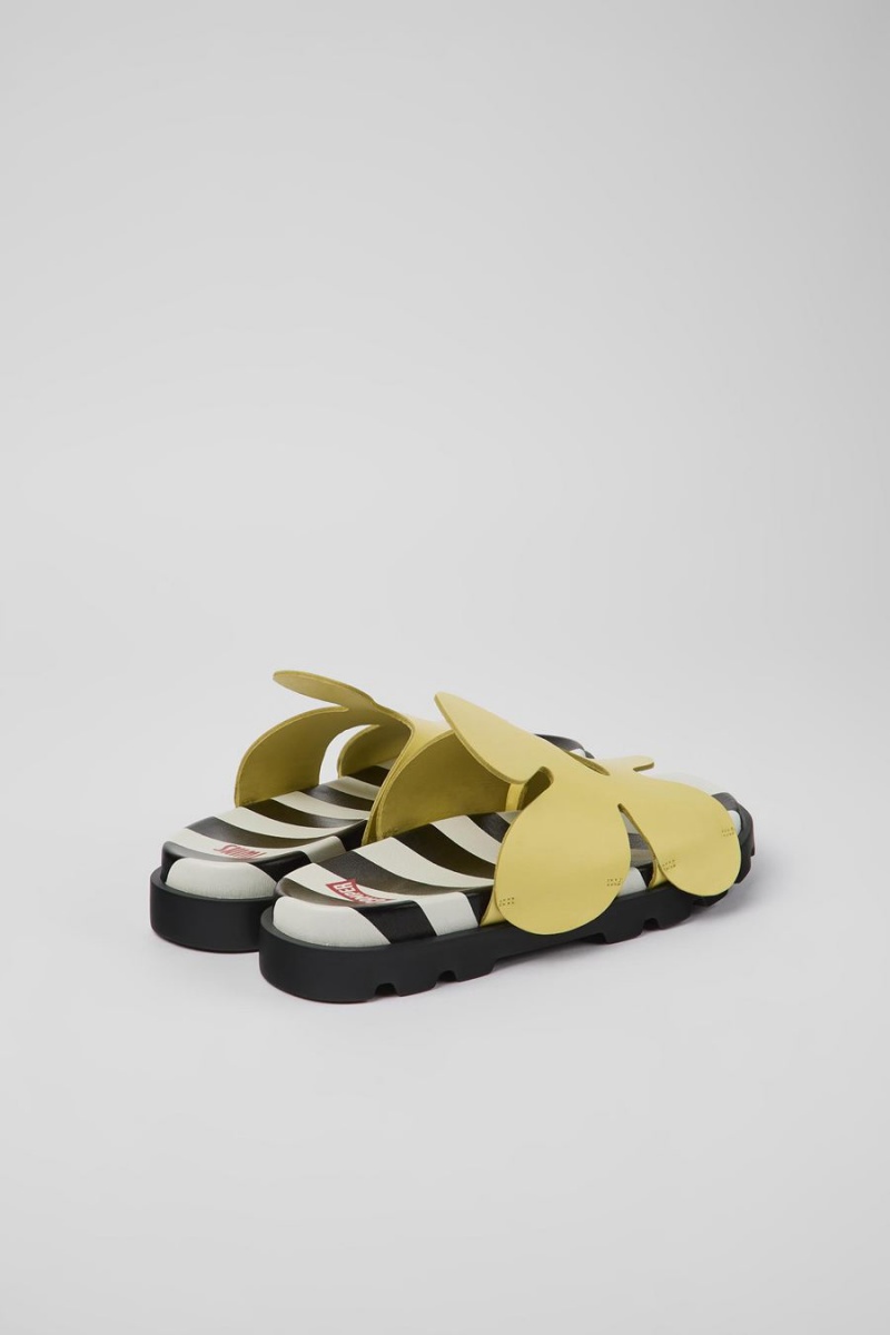 Sandalias Camper Twins Cuero Mujer Amarillo | FQYMT-3679