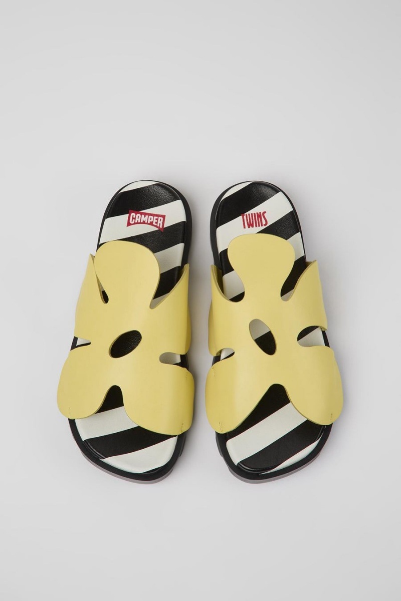 Sandalias Camper Twins Cuero Mujer Amarillo | FQYMT-3679