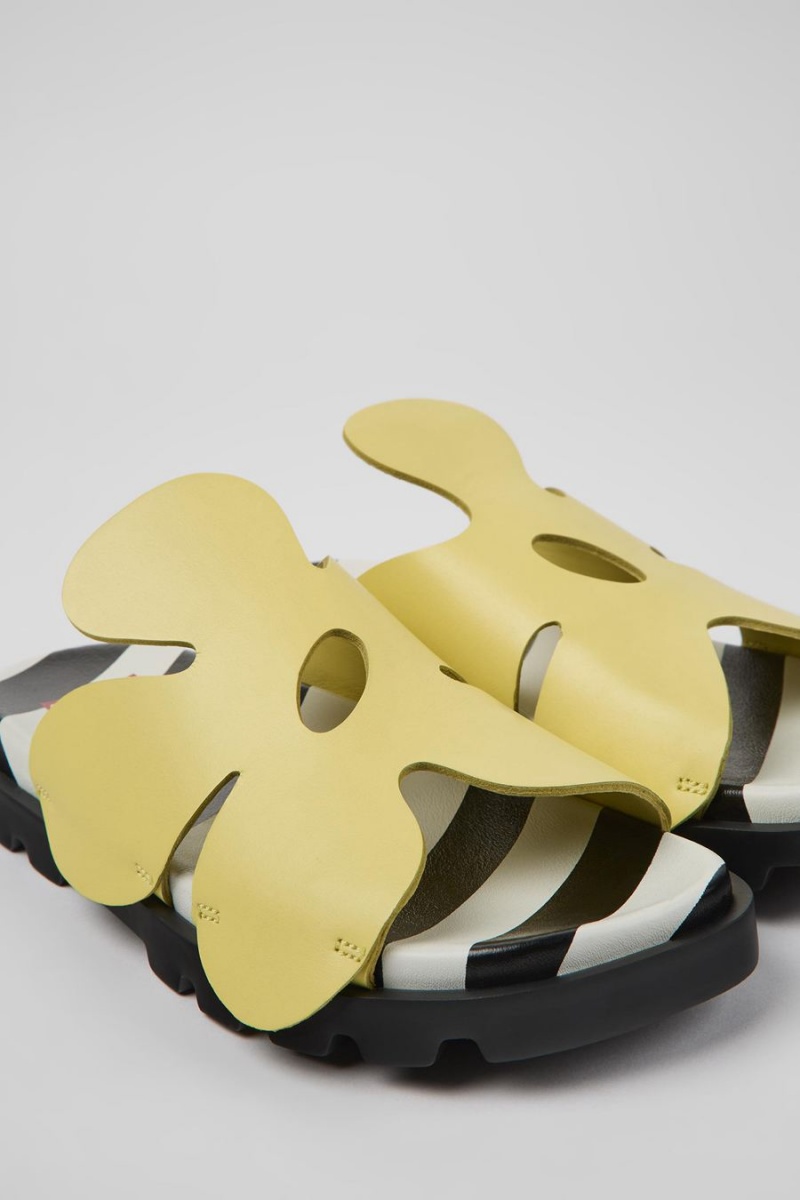 Sandalias Camper Twins Cuero Mujer Amarillo | FQYMT-3679