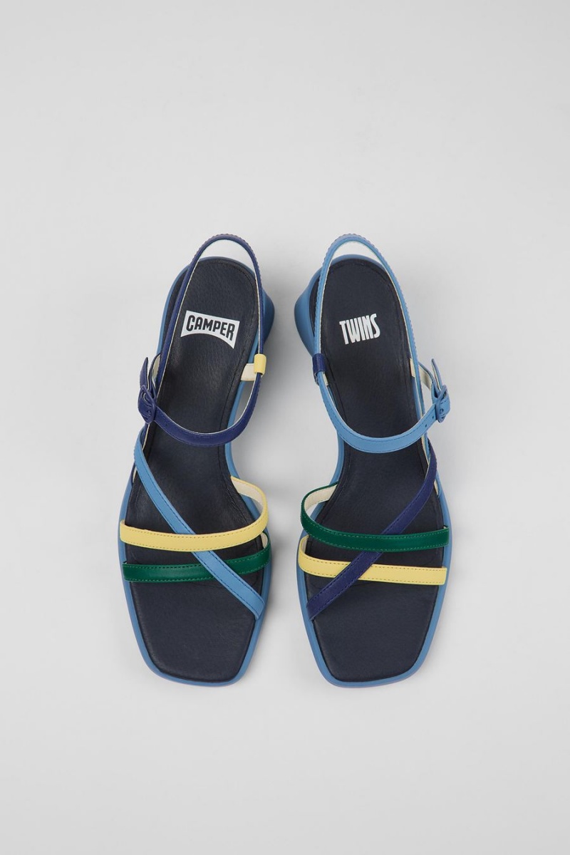 Sandalias Camper Twins Cuero Mujer Azul Marino | WIAVN-5927