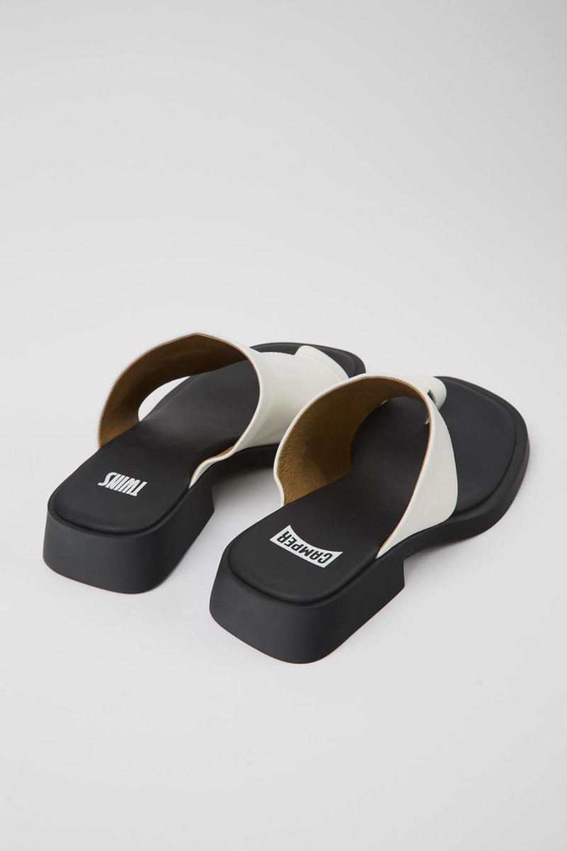 Sandalias Camper Twins Cuero Mujer Blancas | EMCOT-2058