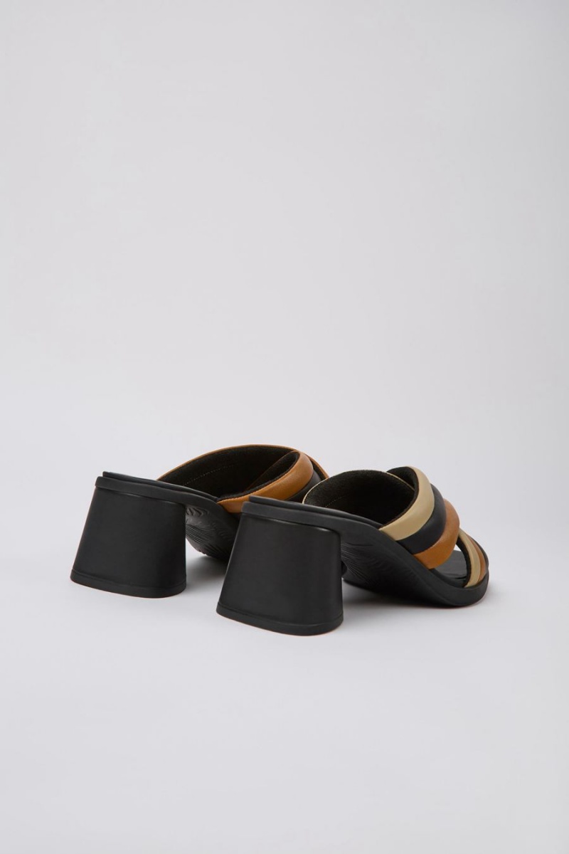 Sandalias Camper Twins Cuero Mujer Negras | KUXWY-1054