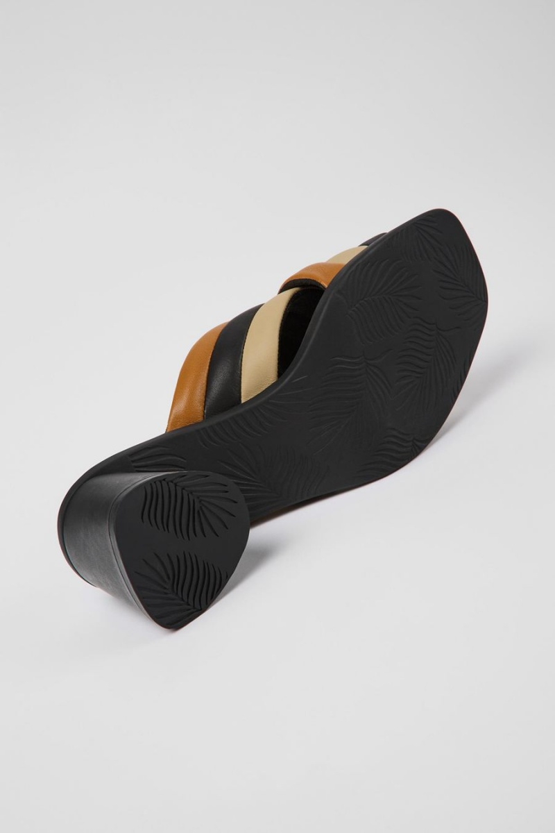 Sandalias Camper Twins Cuero Mujer Negras | KUXWY-1054