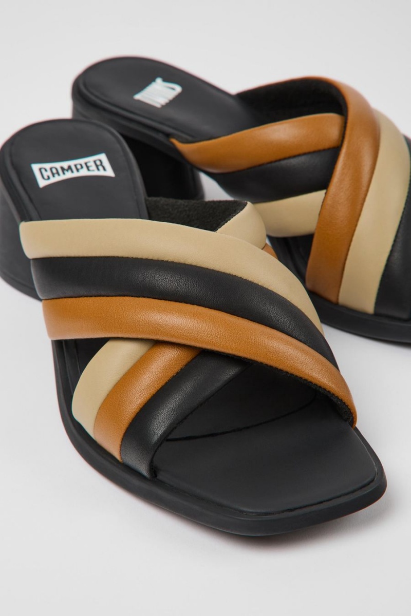 Sandalias Camper Twins Cuero Mujer Negras | KUXWY-1054