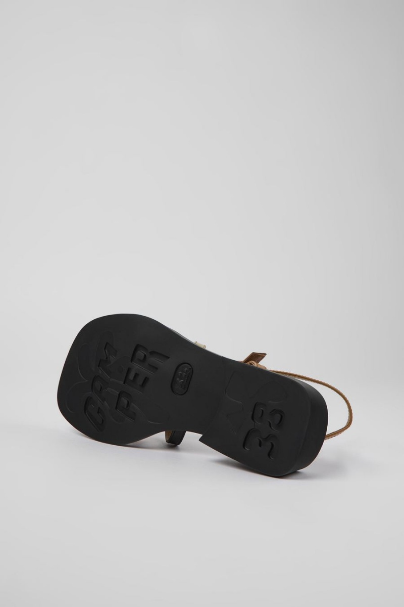 Sandalias Camper Twins Cuero Mujer Negras | MXTQN-8160