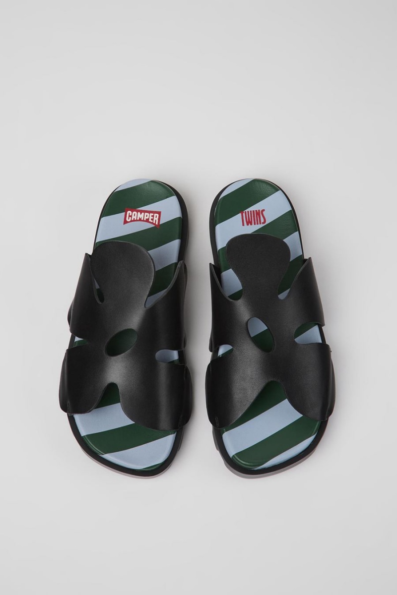 Sandalias Camper Twins Cuero Mujer Negras | IXZNW-2531