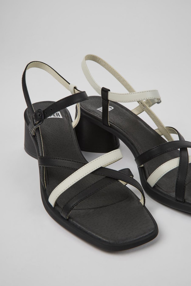 Sandalias Camper Twins Cuero Mujer Negras | FOUBM-5920