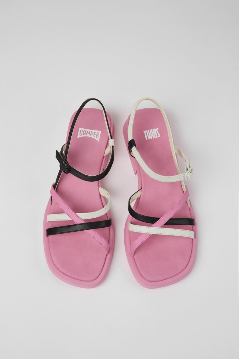 Sandalias Camper Twins Cuero Mujer Rosas | PJMRL-4571