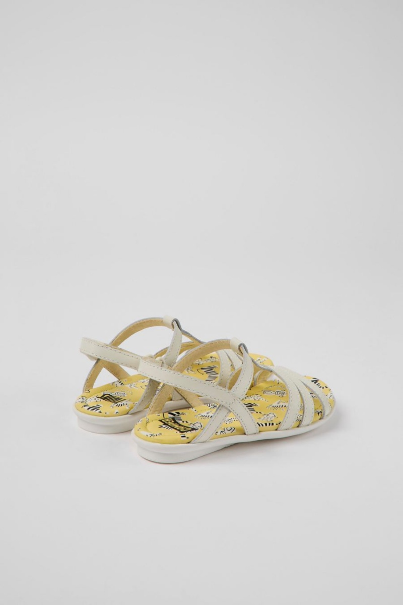 Sandalias Camper Twins Cuero Niña Blancas | SGVYX-7415