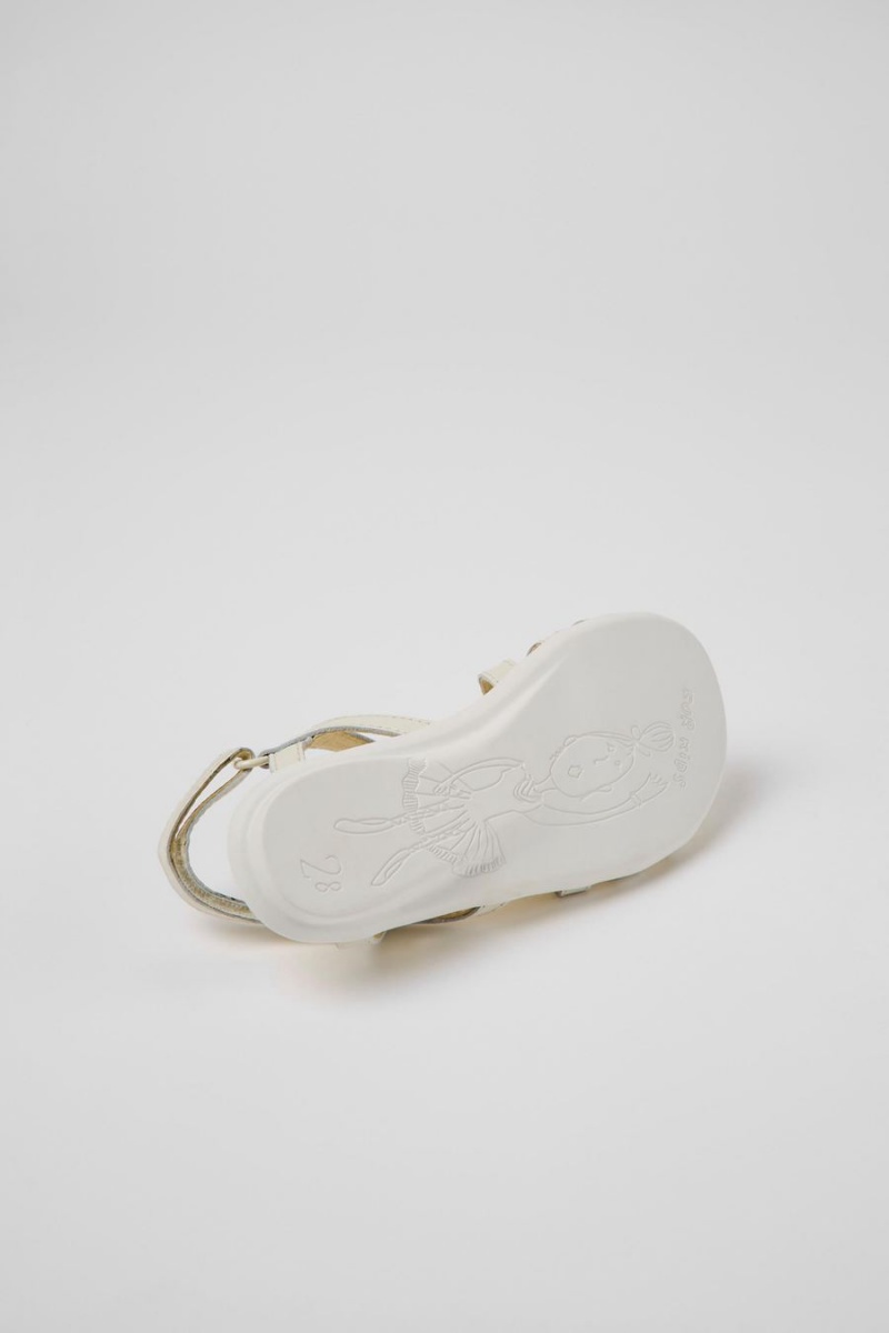 Sandalias Camper Twins Cuero Niña Blancas | SGVYX-7415