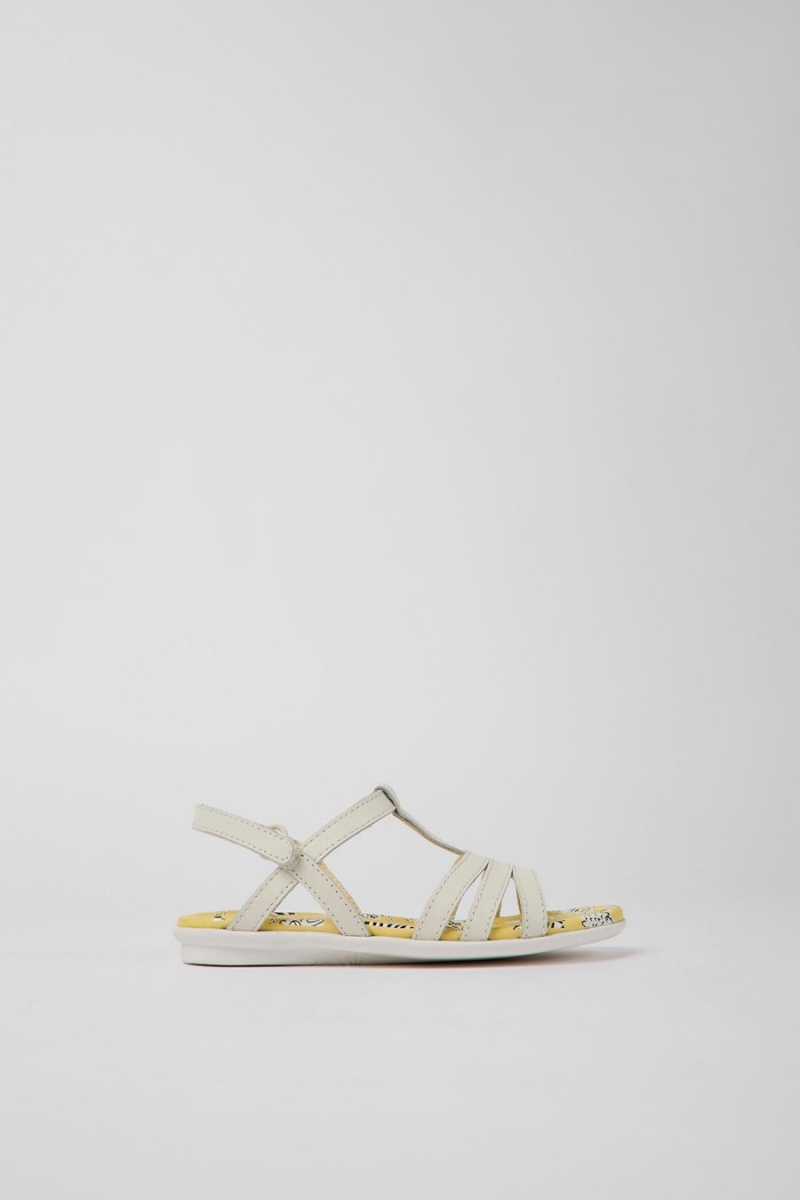 Sandalias Camper Twins Cuero Niña Blancas | SGVYX-7415