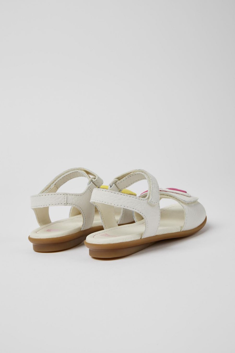 Sandalias Camper Twins Cuero Niña Blancas | LMDZJ-4826