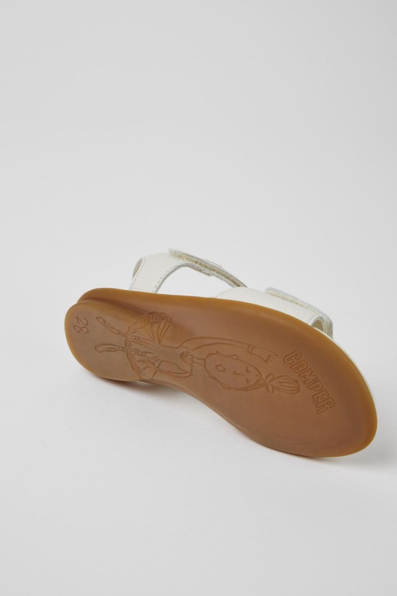 Sandalias Camper Twins Cuero Niña Blancas | LMDZJ-4826
