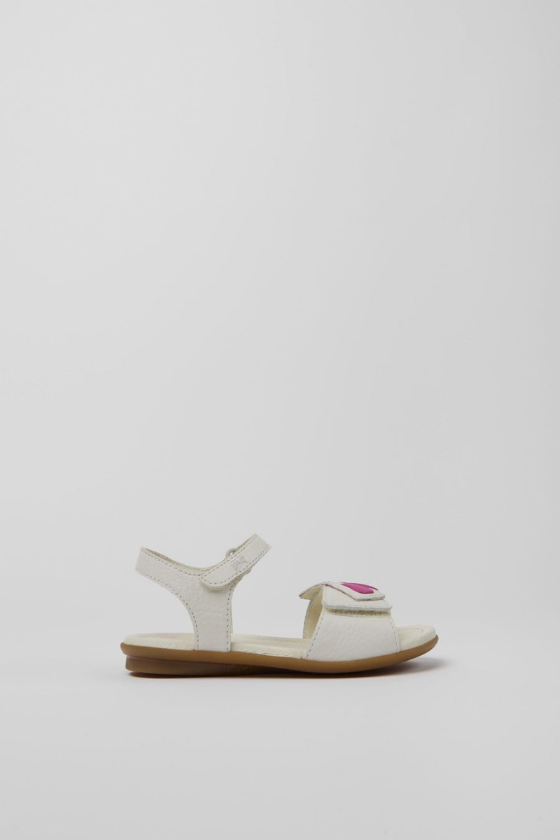 Sandalias Camper Twins Cuero Niña Blancas | LMDZJ-4826