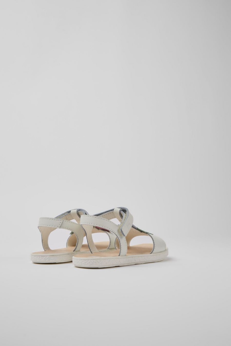 Sandalias Camper Twins Cuero Niña Blancas | MHDEY-3761