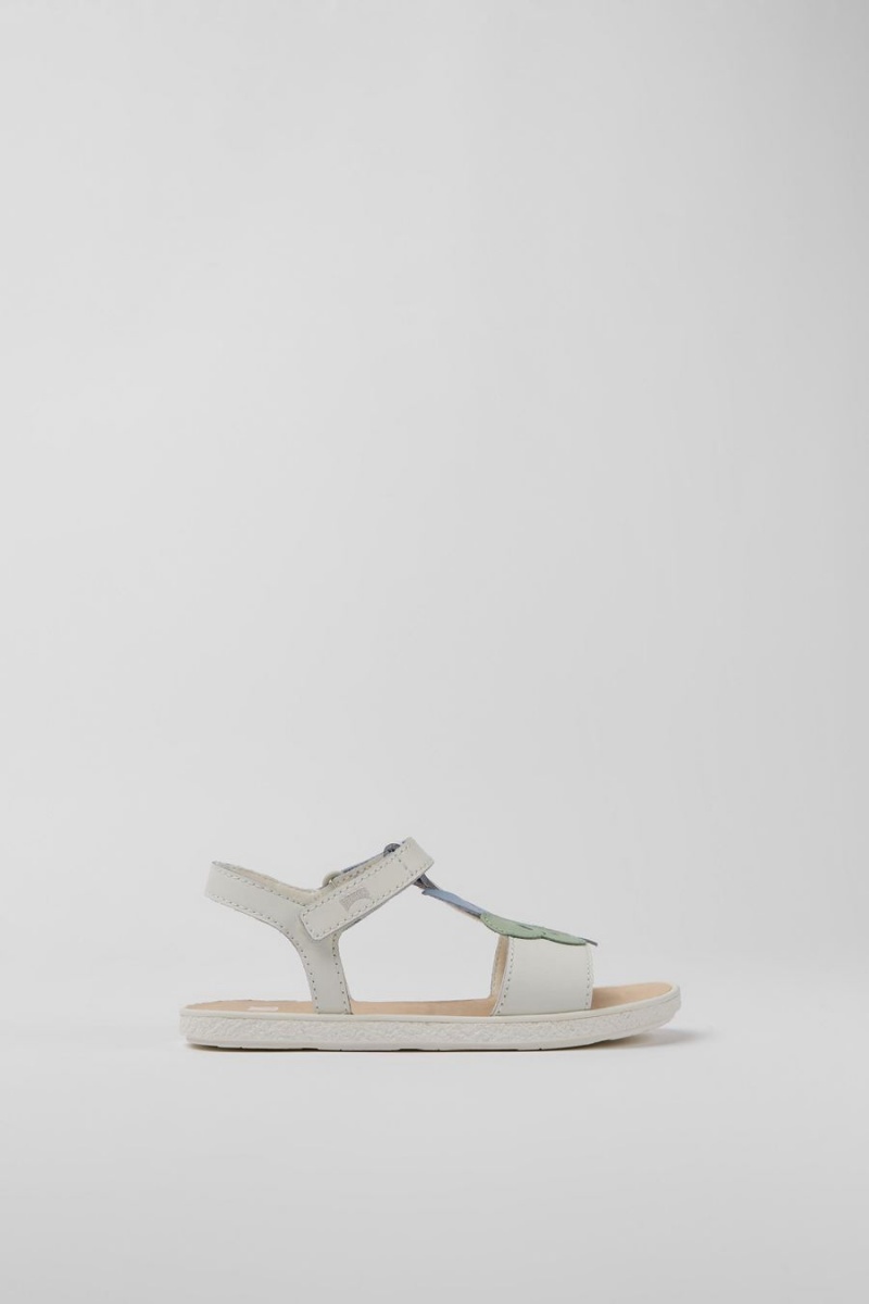 Sandalias Camper Twins Cuero Niña Blancas | MHDEY-3761