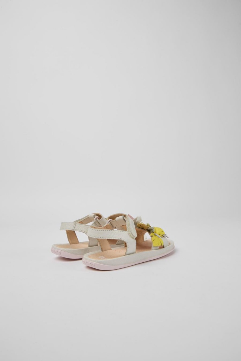 Sandalias Camper Twins Cuero Niña Blancas | ABMEP-5481