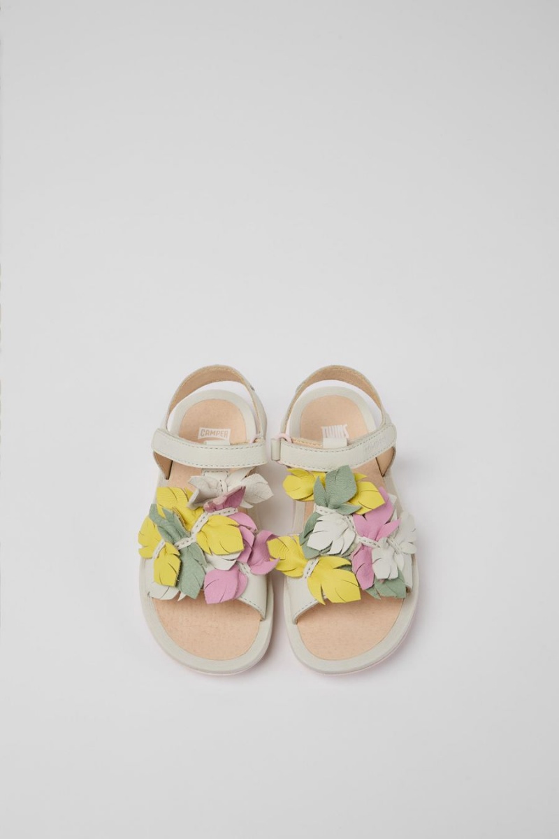 Sandalias Camper Twins Cuero Niña Blancas | ABMEP-5481