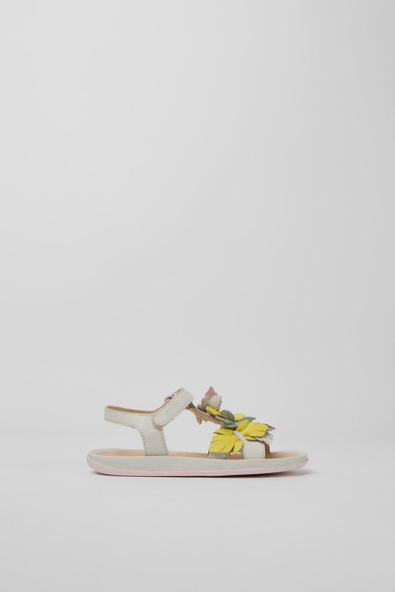 Sandalias Camper Twins Cuero Niña Blancas | ABMEP-5481