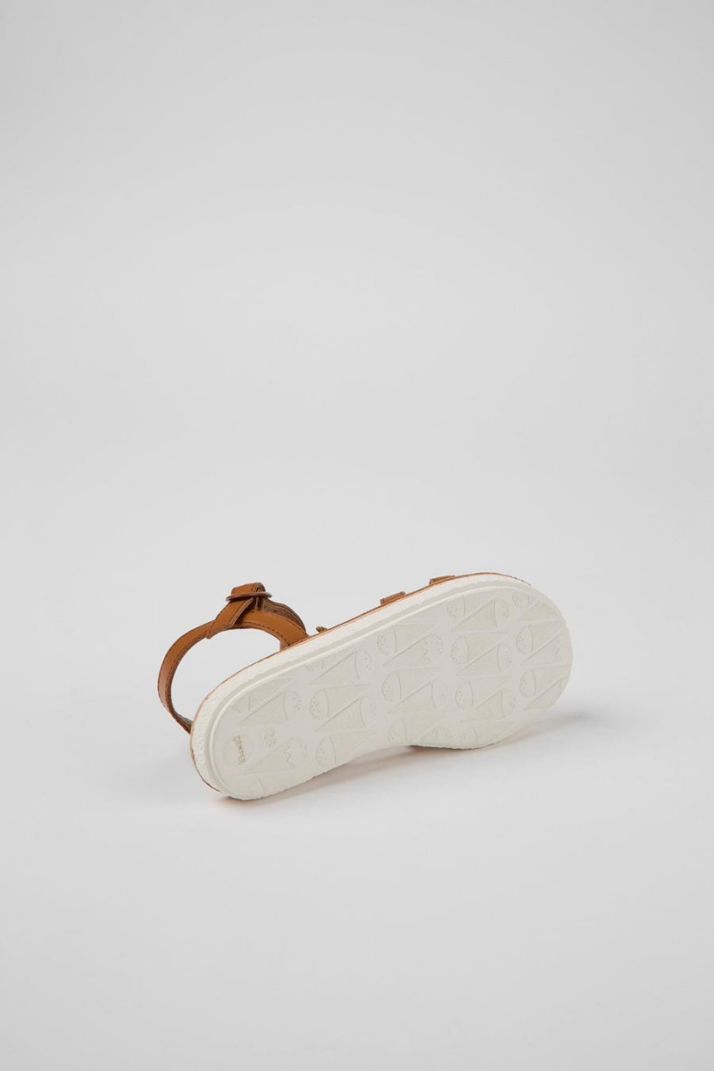 Sandalias Camper Twins Cuero Niña Marrones | KRMTN-6574