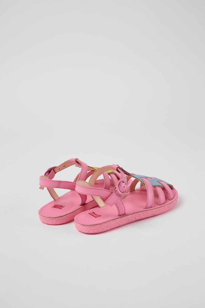 Sandalias Camper Twins Cuero Niña Rosas | ZONAV-4203