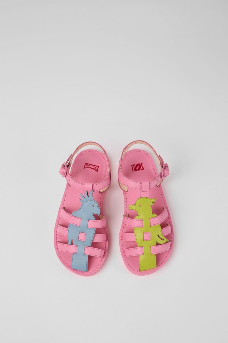 Sandalias Camper Twins Cuero Niña Rosas | ZONAV-4203