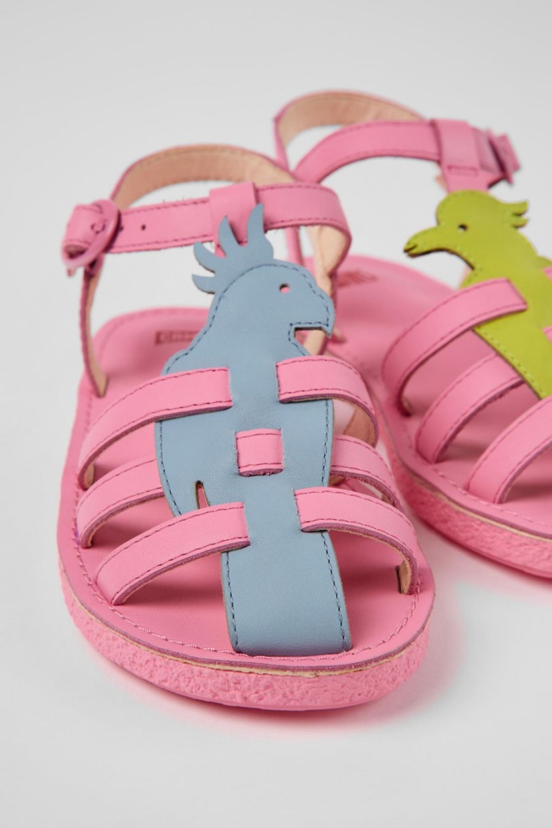 Sandalias Camper Twins Cuero Niña Rosas | ZONAV-4203