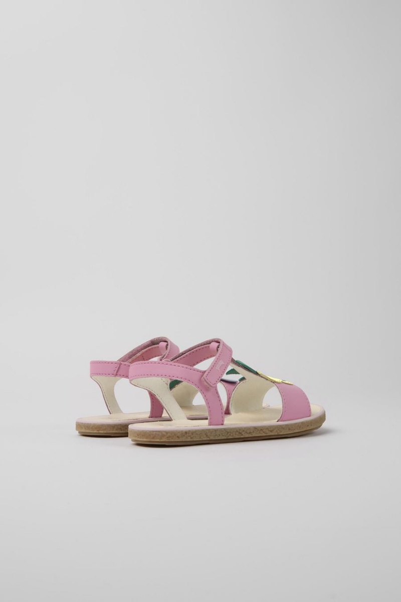 Sandalias Camper Twins Cuero Niña Rosas | CQKRP-9437
