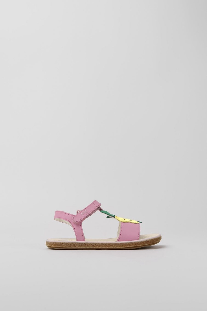 Sandalias Camper Twins Cuero Niña Rosas | CQKRP-9437