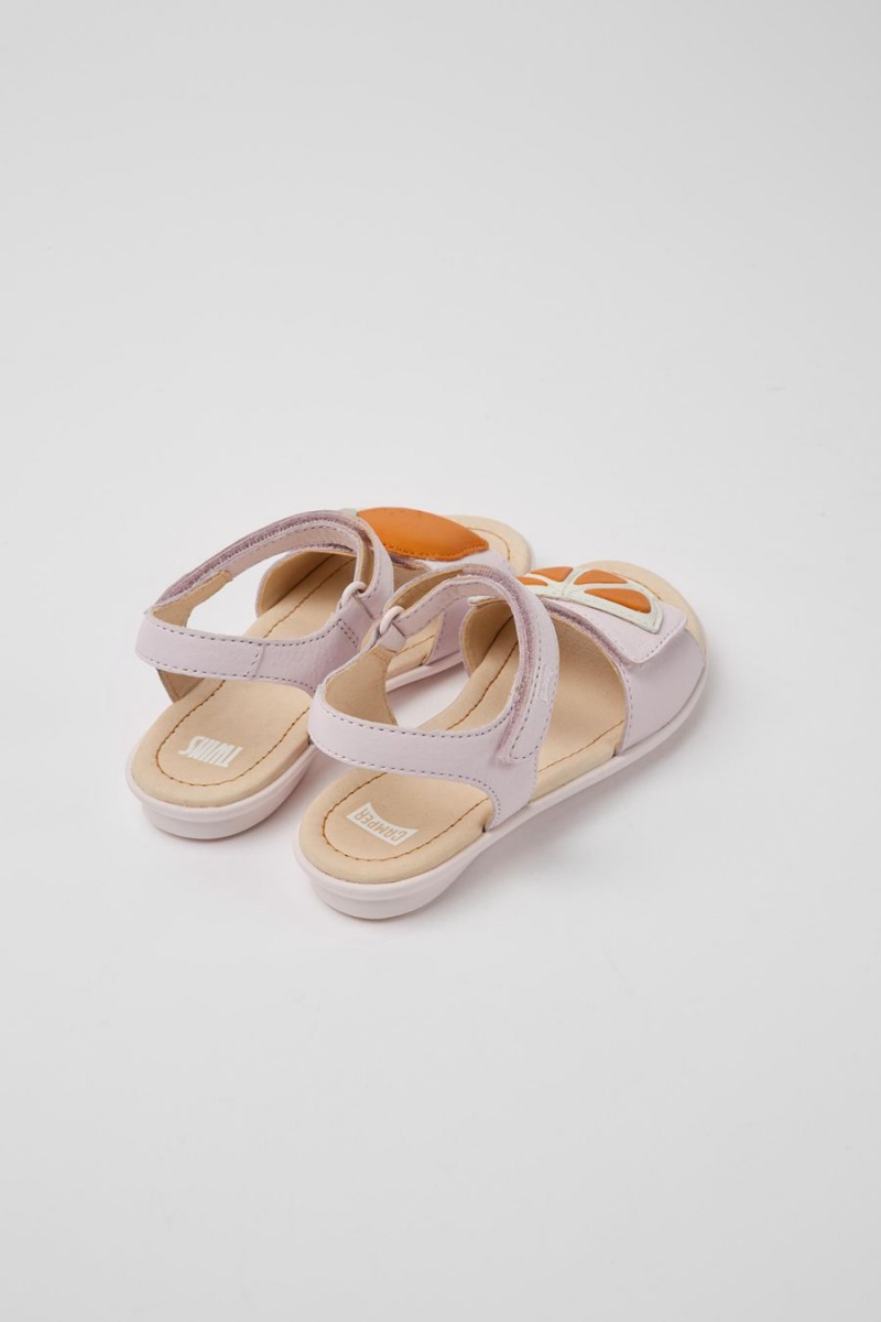 Sandalias Camper Twins Cuero Niña Rosas | VUXTA-1037