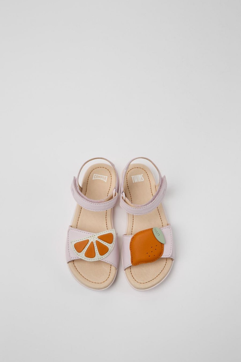 Sandalias Camper Twins Cuero Niña Rosas | VUXTA-1037