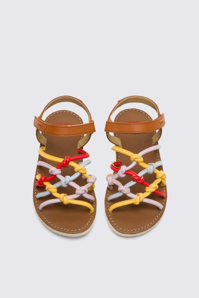 Sandalias Camper Twins Velcro Niña Marrones | PBZIN-1692