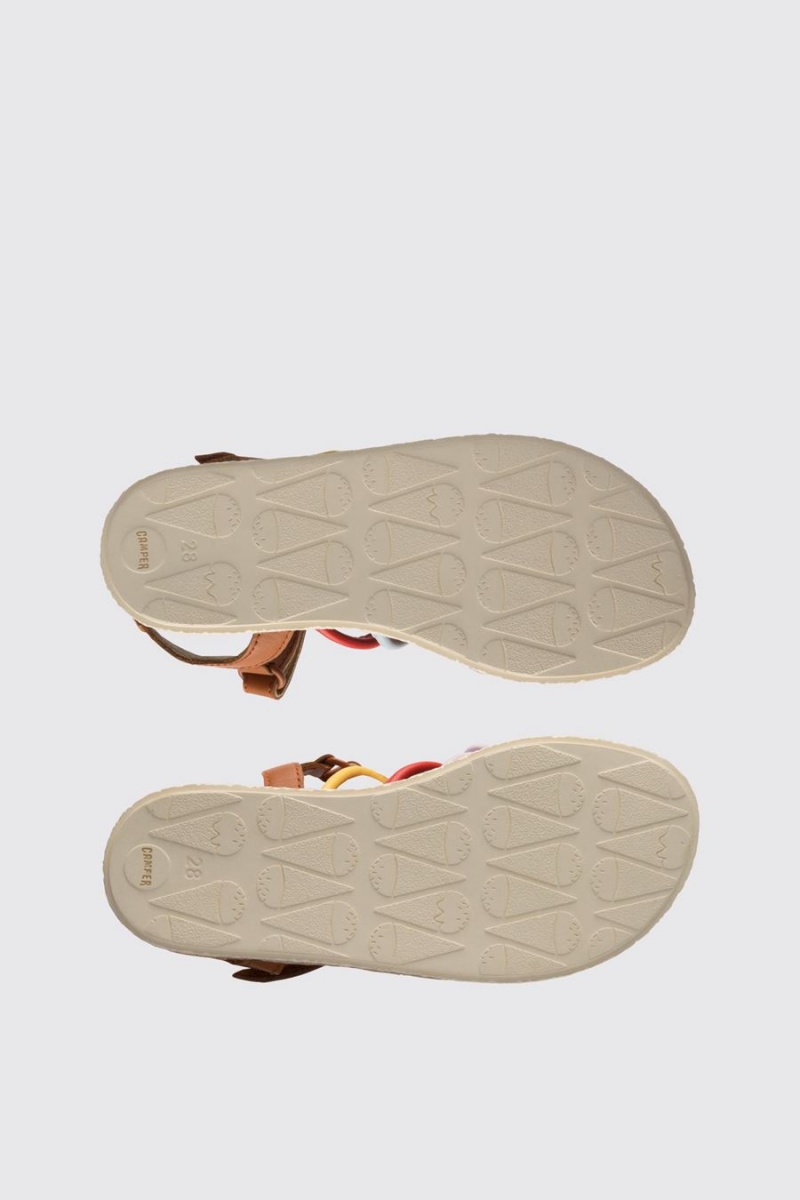 Sandalias Camper Twins Velcro Niña Marrones | PBZIN-1692