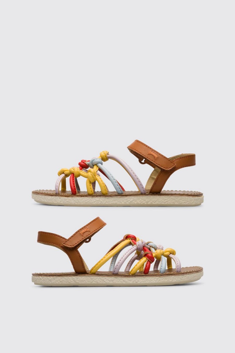 Sandalias Camper Twins Velcro Niña Marrones | PBZIN-1692