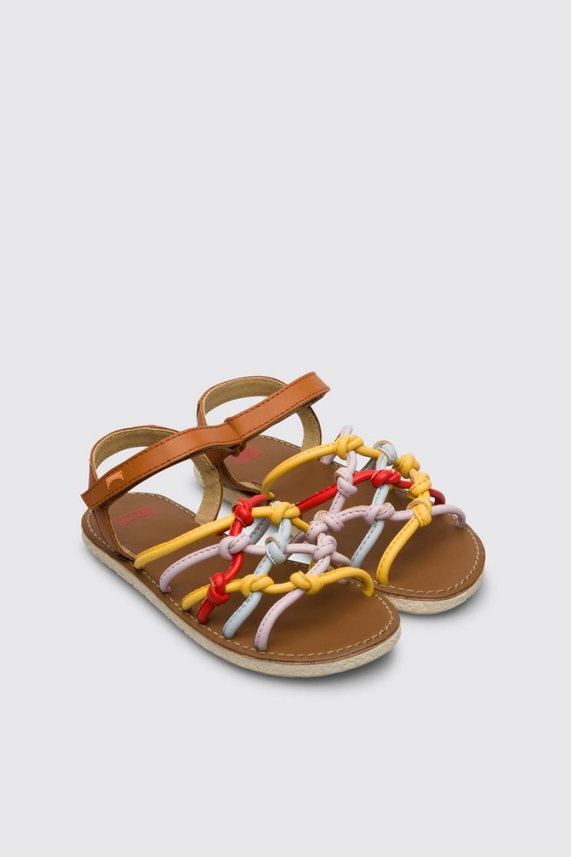 Sandalias Camper Twins Velcro Niña Marrones | PBZIN-1692