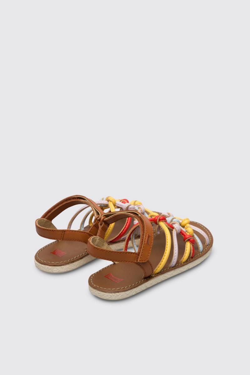 Sandalias Camper Twins Velcro Niña Marrones | PBZIN-1692