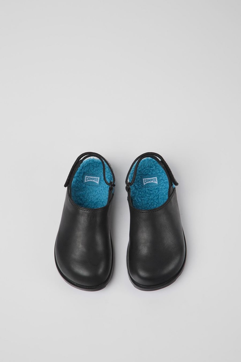 Slip On Camper Brutus Cuero Clogs Niño Negras | LZNGX-2045