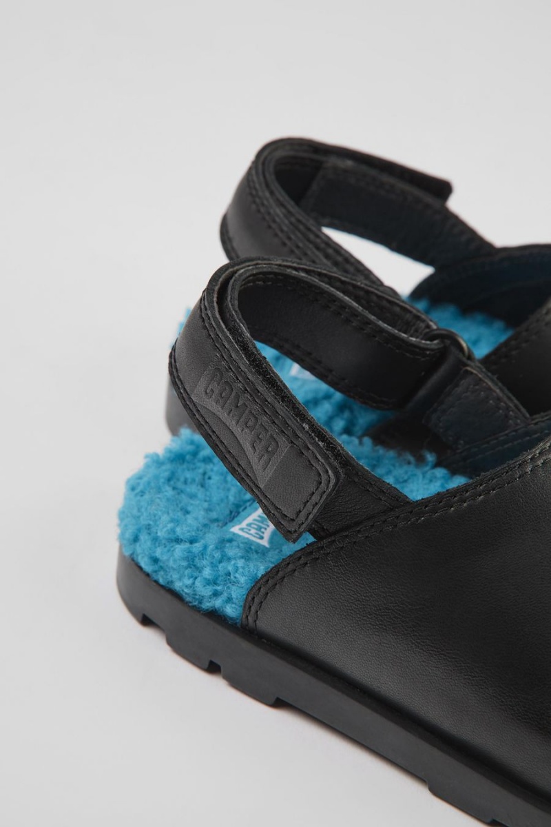 Slip On Camper Brutus Cuero Clogs Niño Negras | LZNGX-2045