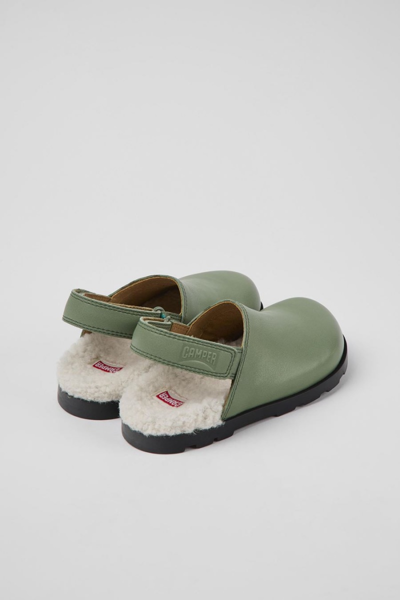 Slip On Camper Brutus Cuero Clogs Niño Verde | FKJNE-7608