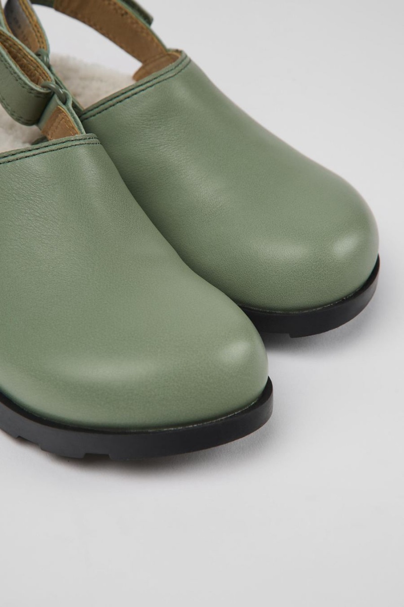 Slip On Camper Brutus Cuero Clogs Niño Verde | FKJNE-7608