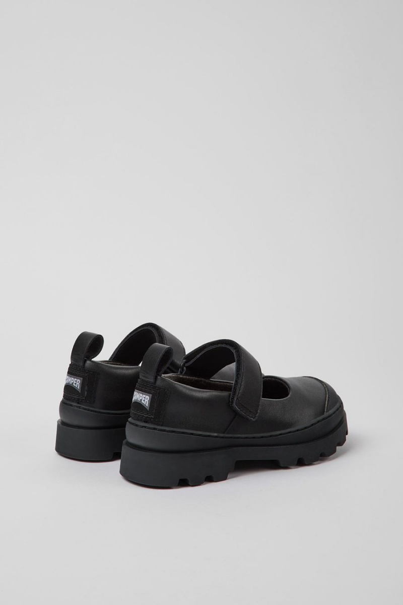 Slip On Camper Brutus Cuero Mary Jane Niña Negras | GSHNC-2178