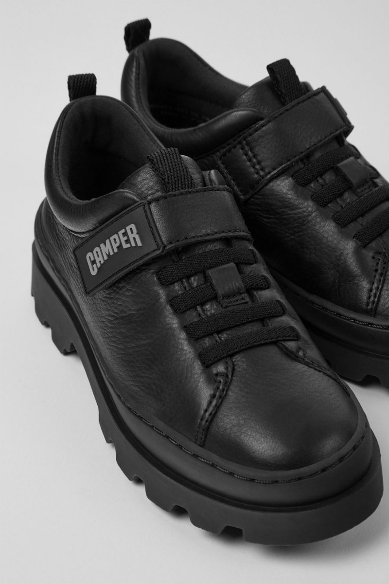 Slip On Camper Brutus Cuero Niño Negras | NKDBE-2840