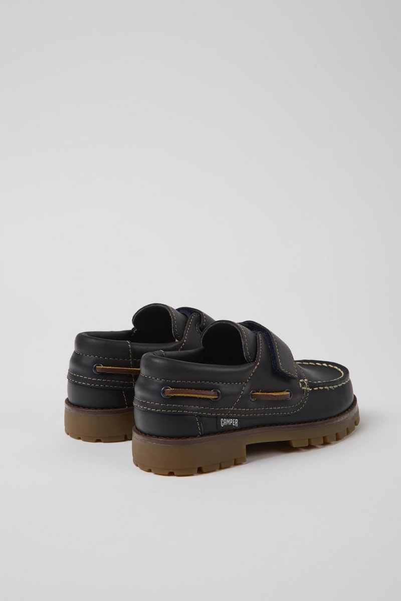 Slip On Camper Compas Cuero Niña Azul Marino | BDGCO-4153