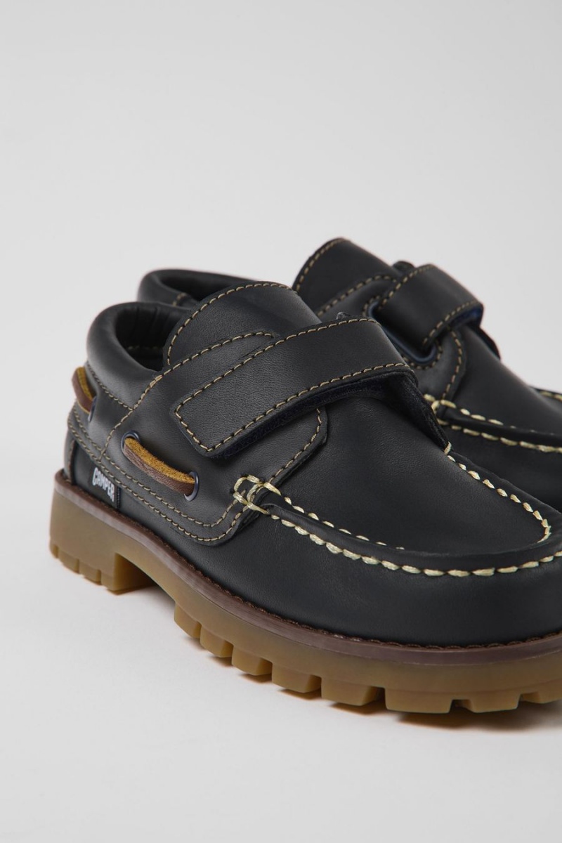Slip On Camper Compas Cuero Niña Azul Marino | BDGCO-4153