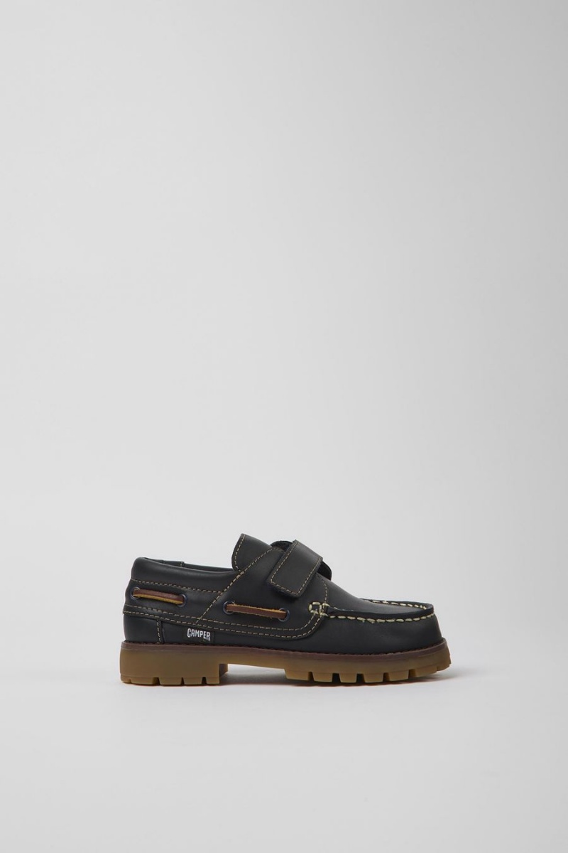 Slip On Camper Compas Cuero Niña Azul Marino | BDGCO-4153