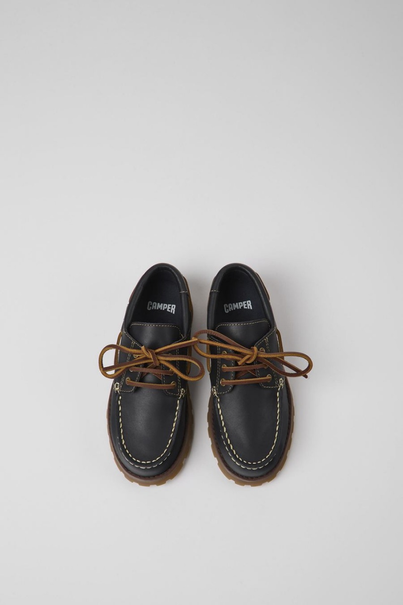 Slip On Camper Compas Cuero Niña Azul Marino | ILKJE-4285